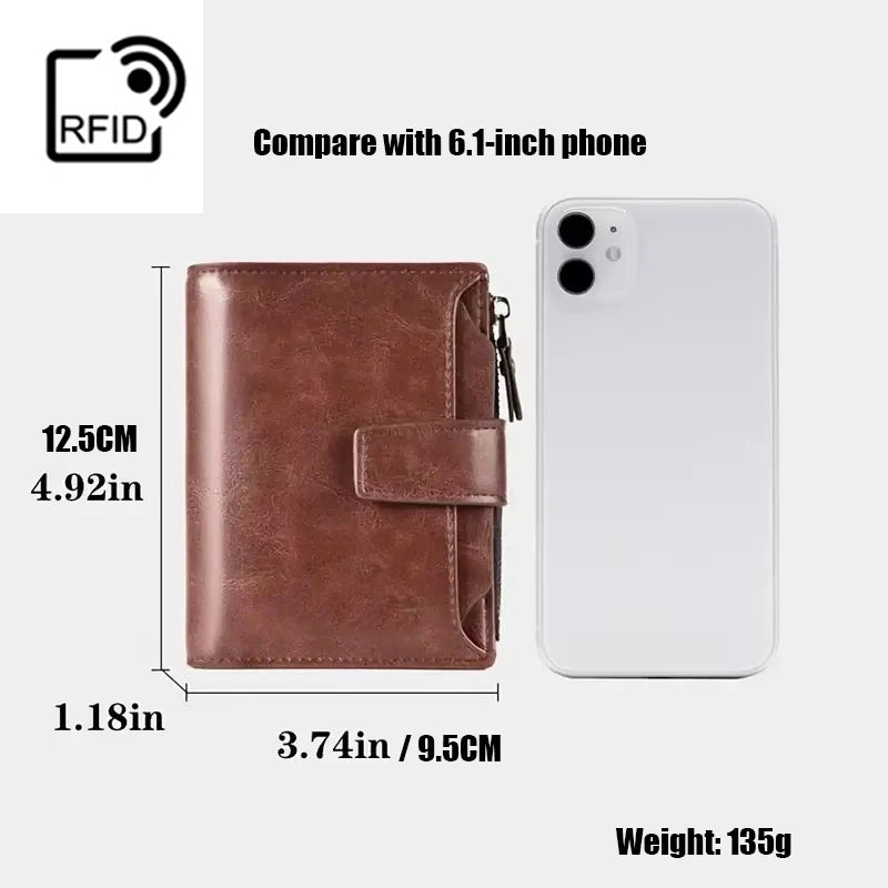 🛡️ RFID Blocking Leather Wallet - Zipper Coin Purse for Men