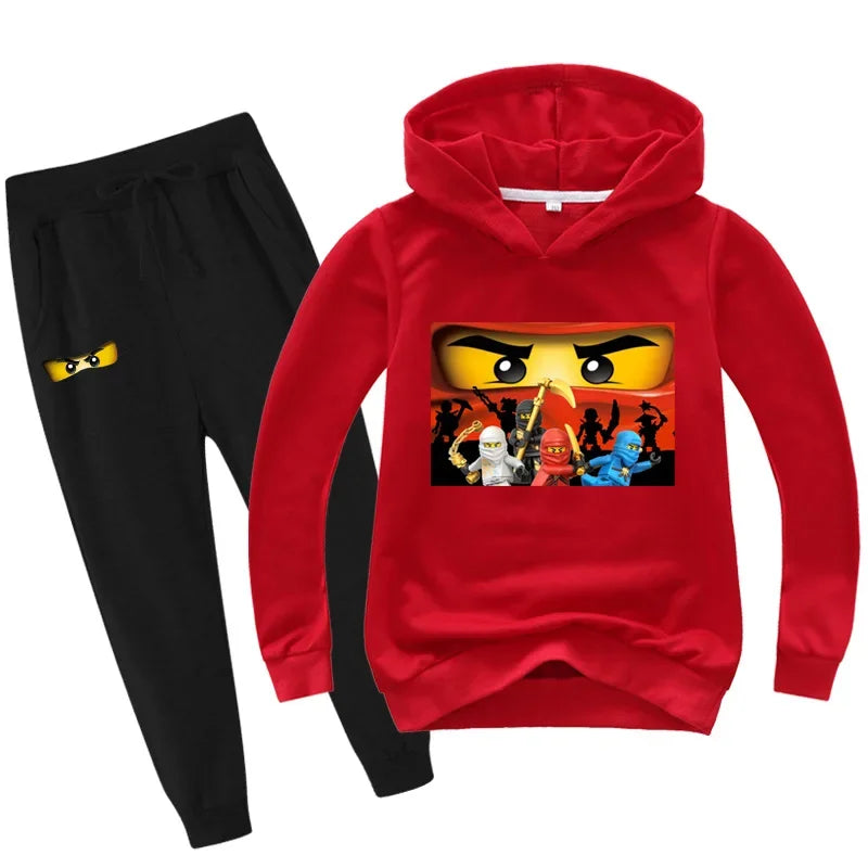 Roupas Infantis Meninos de 2 a 13 Anos Primavera Outono Conjuntos de Roupas Infantis Moletons Calças Conjunto de 2 Peças Agasalho Anime Casaco