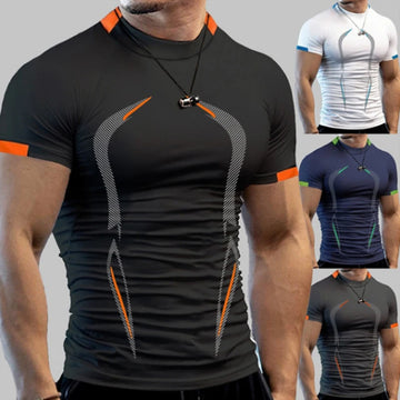 Camiseta de Compressão Masculina - Camisa de Treino de Secagem Rápida (Manga Curta Rash Guard)