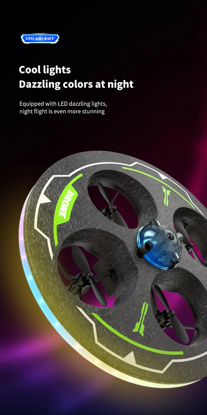 Mini Drone UFO MX85 para Crianças - Desvio Inteligente de Obstáculos, Design Seguro de Espuma (50g)