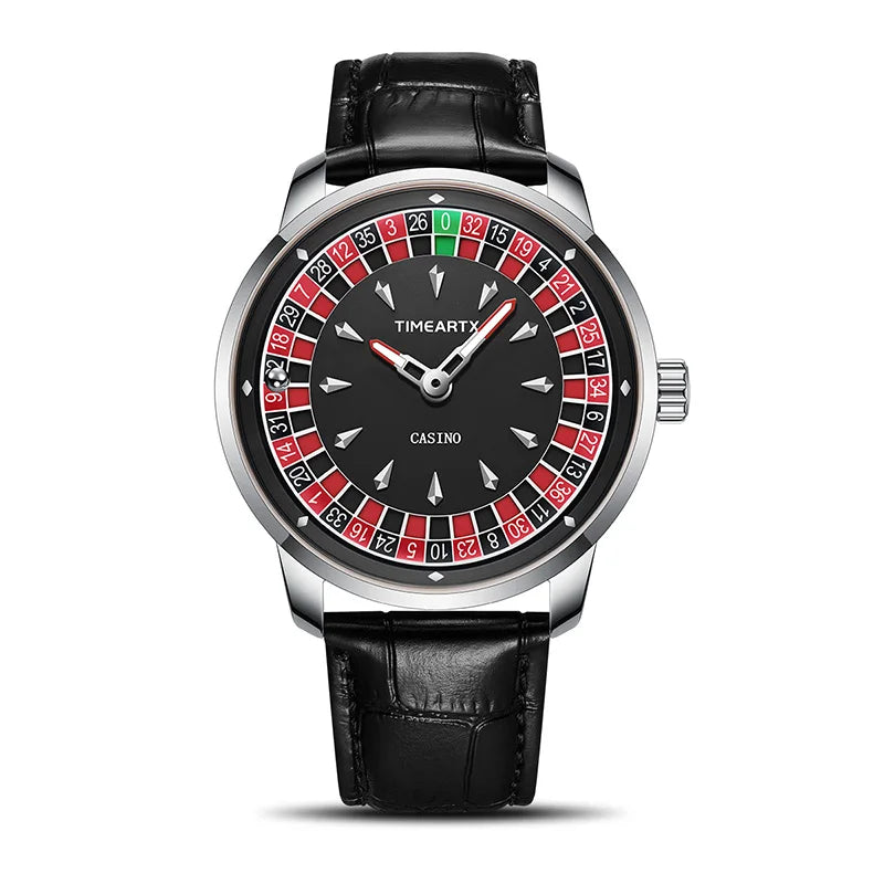 TIMEARTX Men's Poker Roulette Watch – European Design Quartz Wristwatch with Luminous Hands | Gift for Him