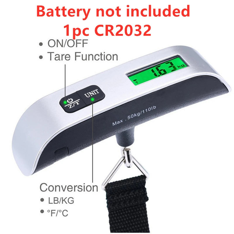 Balança portátil digital com visor LCD, capacidade de 50 kg (110 lb), para pendurar malas e bagagens. Ideal para viagens e para equilibrar o peso de malas e bagagens.