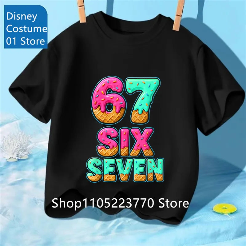 Cartoon Print Kids T-Shirt – Cute Short Sleeve Casual Tee for Boys & Girls