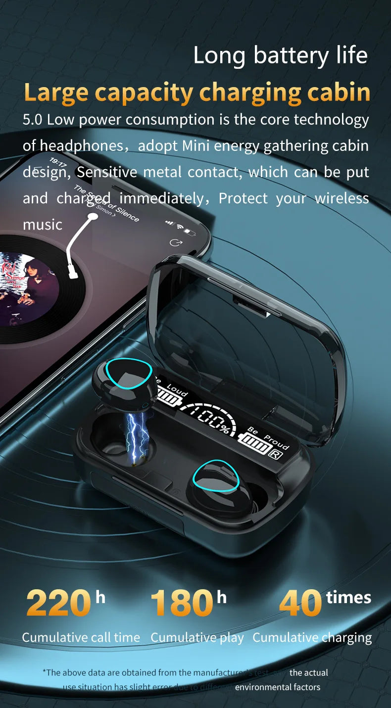 M10 Wireless Earbuds with Power Bank - Sports & Gaming Headphones