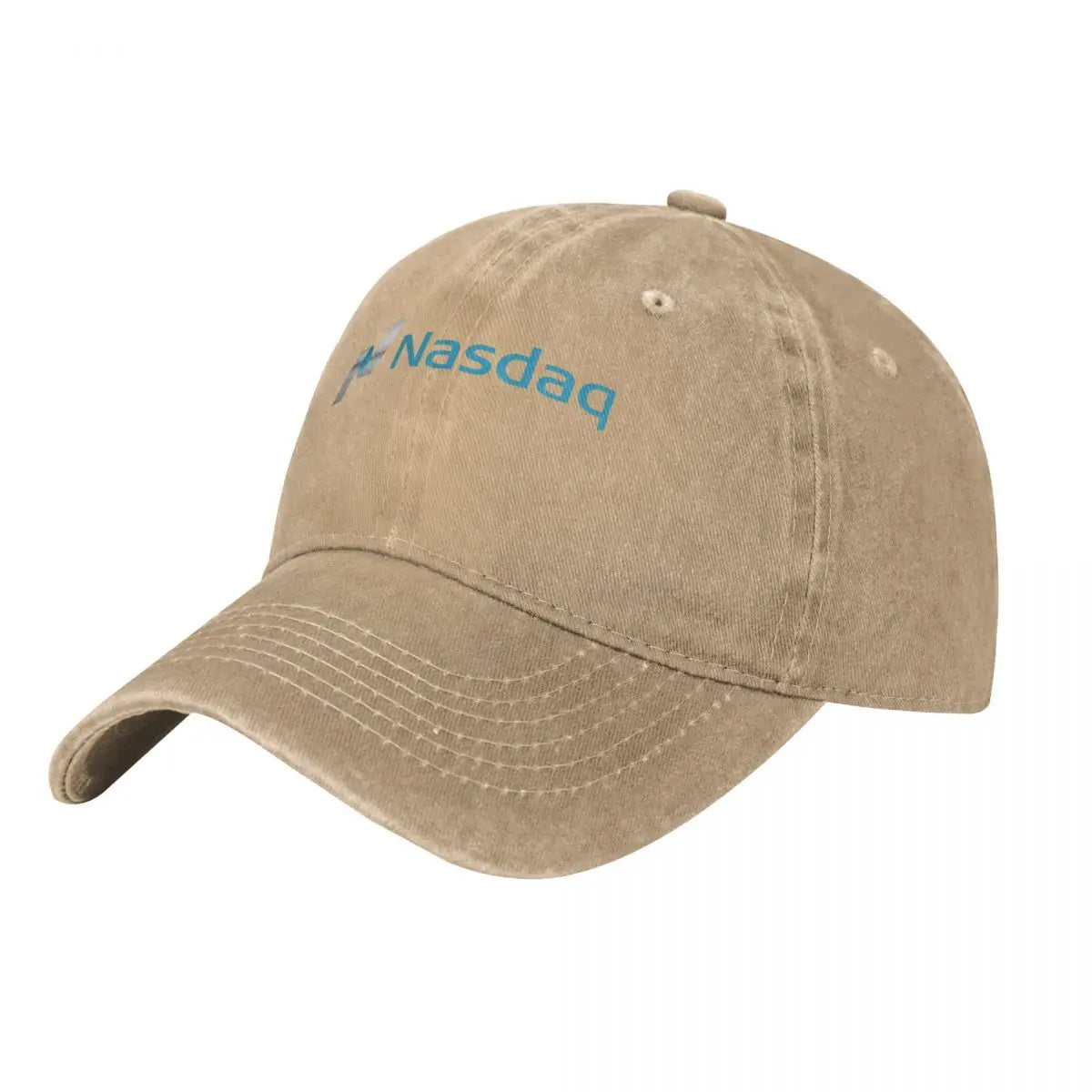 Nasdaq Logo Trucker Hat - Knitted Texture Denim Cap for Men's Summer Wear