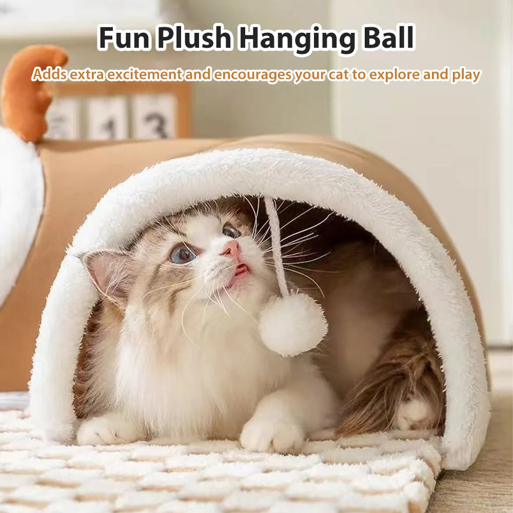 Cama-túnel para gatos – Tubo de brincar espaçoso e dobrável com design durável.
