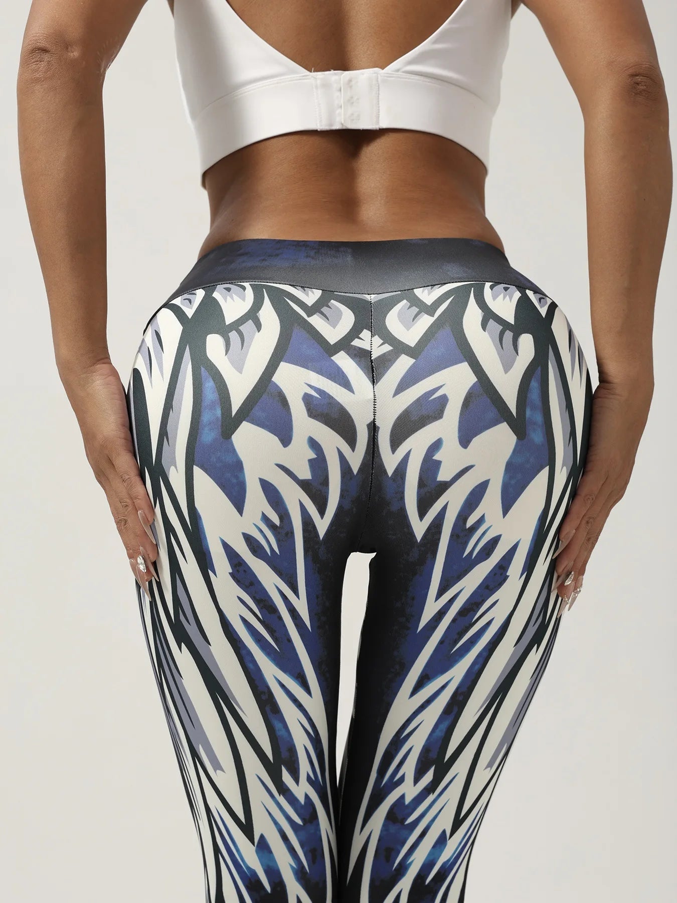 Calça Legging Feminina Estampada de Ioga - Calça de Treino de Cintura Alta (Academia Corrida Esportiva)