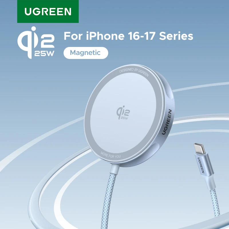 UGREEN Magflow 25W Qi2 Wireless Charger – MagSafe Fast Charging Pad for iPhone 16 & 17 Pro Max