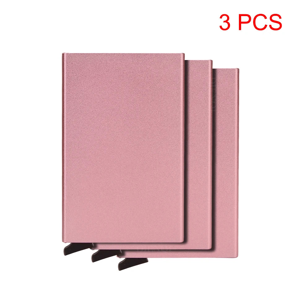 Carteira inteligente RFID, porta-cartões, fina e elegante, em metal, para homens e mulheres. Carteira minimalista com abertura automática, pequena e preta.