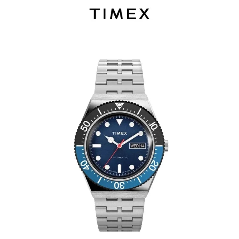 Men's Mechanical Multifunction Watch – Stainless Steel with Calendar, Stopwatch & Arabic Numeral Dial | Black Blue & Black Red
