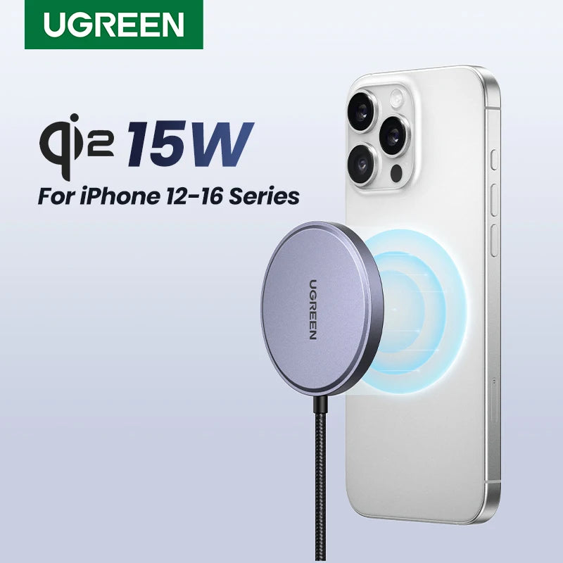 UGREEN 15W Magnetic Wireless Charger – Qi2 MagSafe Charging Pad for iPhone 16 & 17 Pro Max