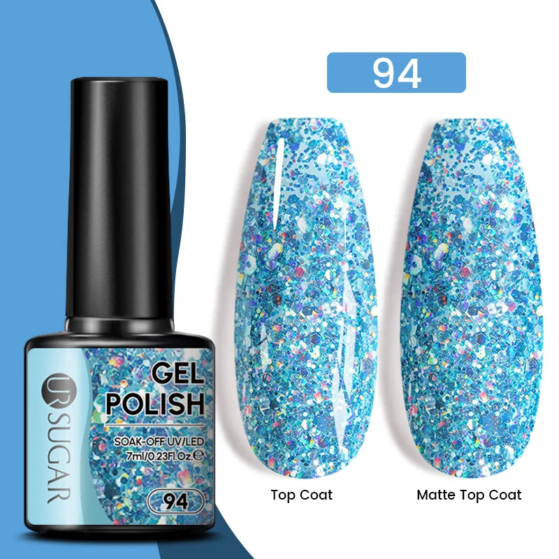 Glitter Gel Nail Polish – Semi-Permanent UV LED Gel with Sparkling Shimmer Finish