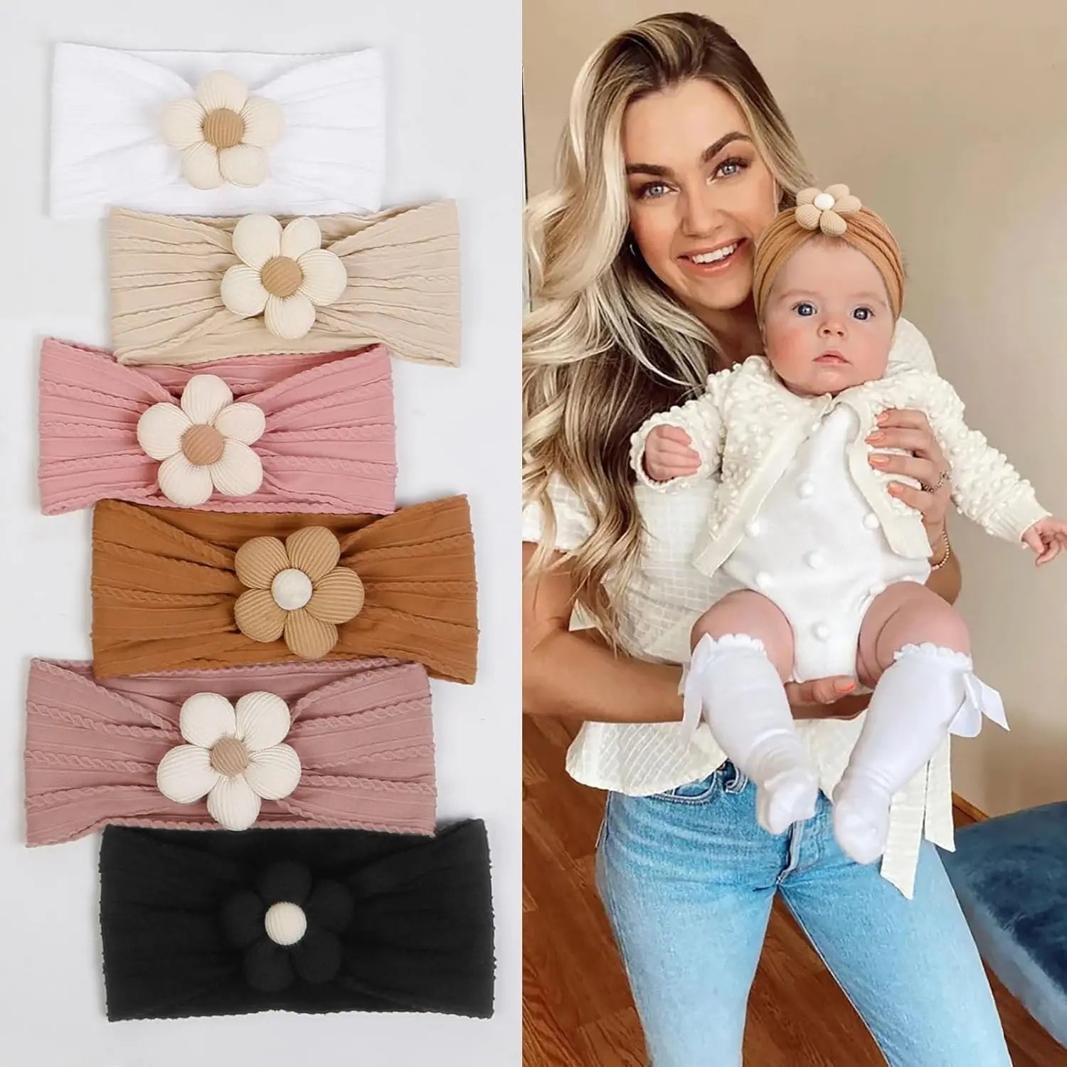 Flower Nylon Girl Hairband – Soft Elastic Baby Headband with Floral Detail