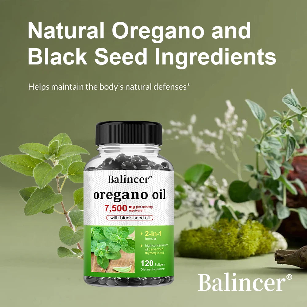 Oregano Oil 7,500mg with Black Seed for Immune Health