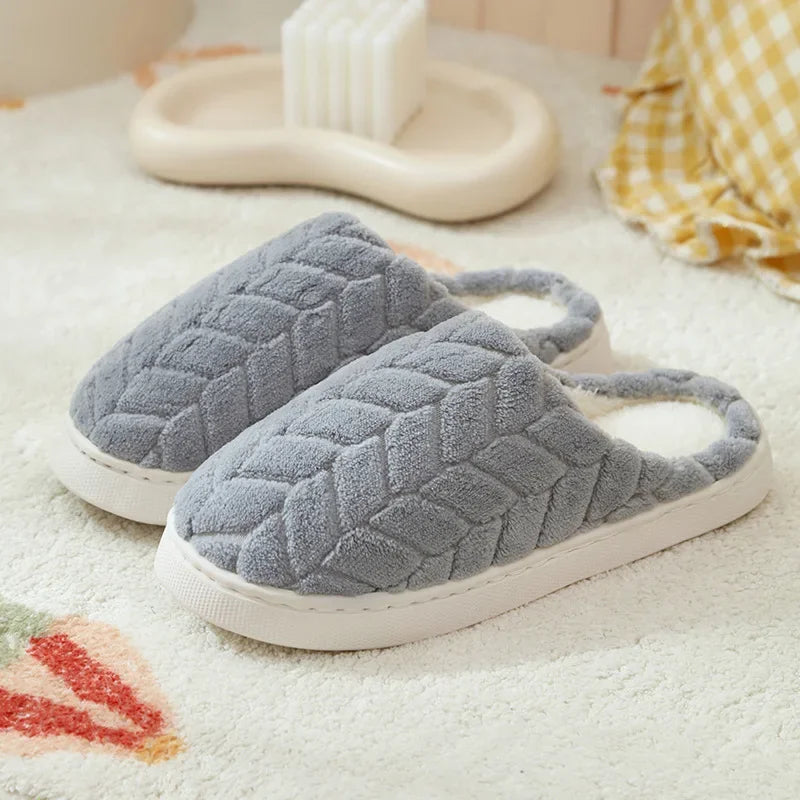 Pantufas de inverno quentinhas e macias - Pantufas antiderrapantes para casais, ideais para uso interno, com sola grossa e bico fechado.