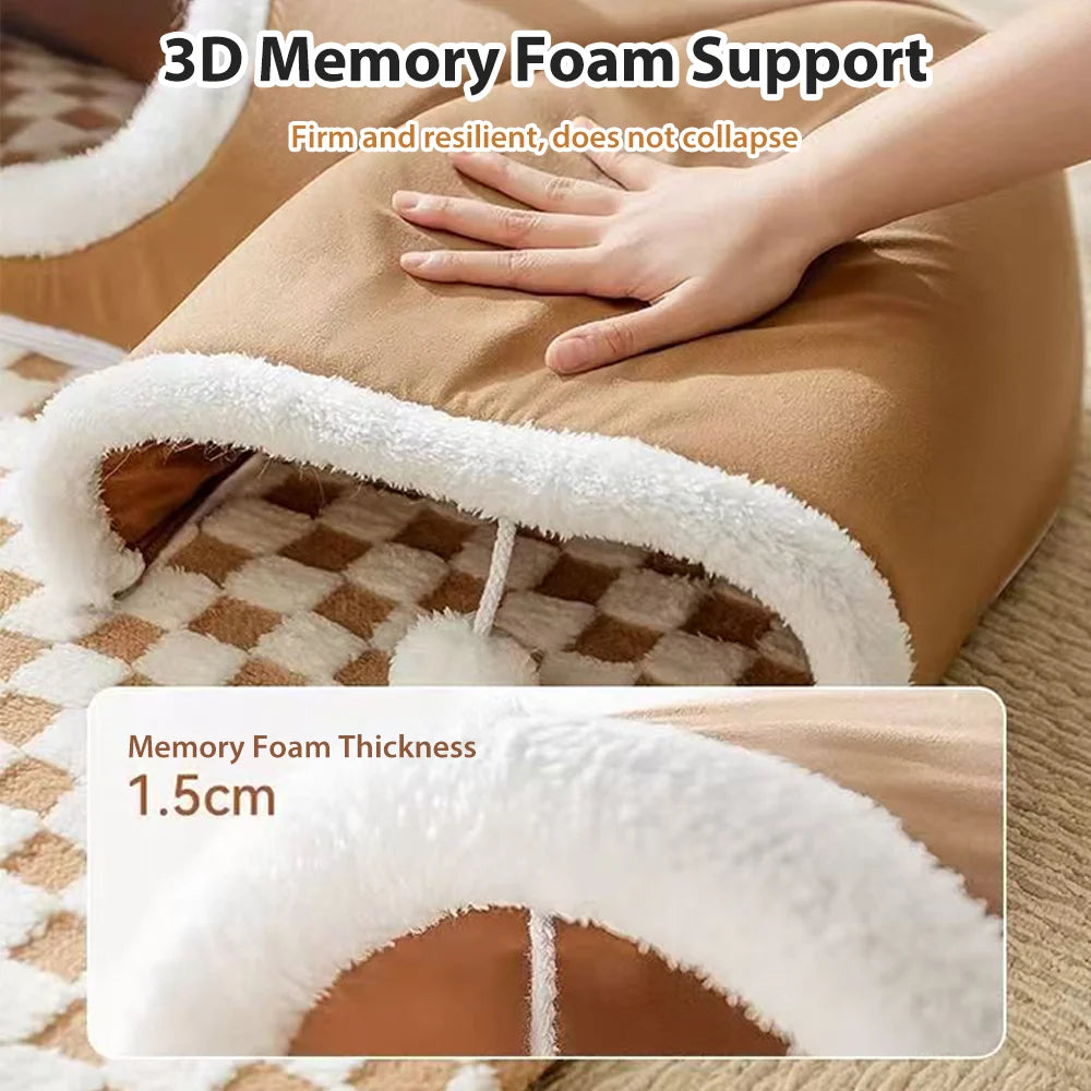 Cama-túnel para gatos – Tubo de brincar espaçoso e dobrável com design durável.
