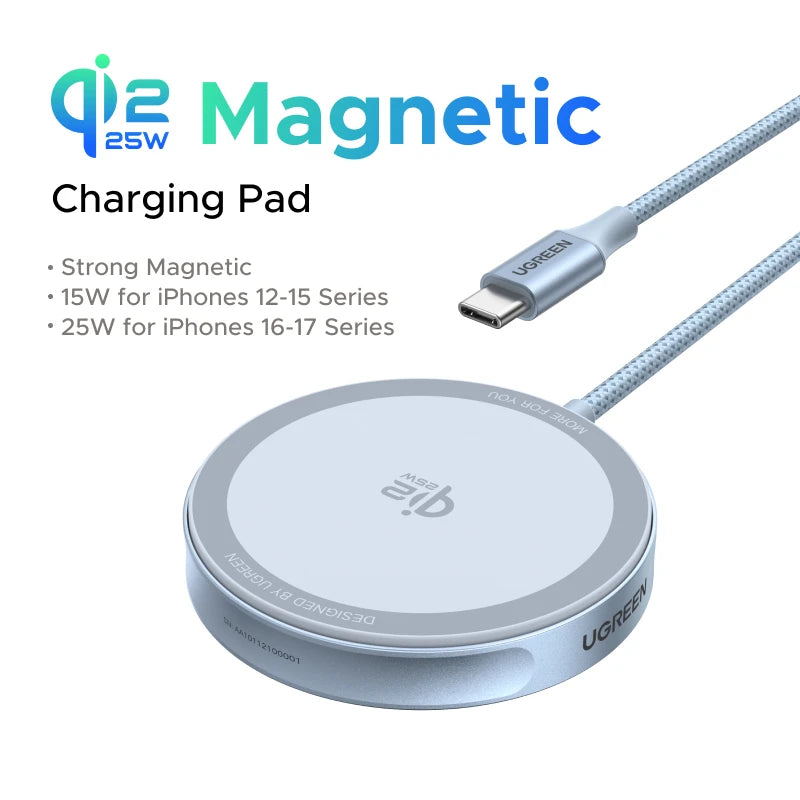 UGREEN Magflow 25W Qi2 Wireless Charger – MagSafe Fast Charging Pad for iPhone 16 & 17 Pro Max