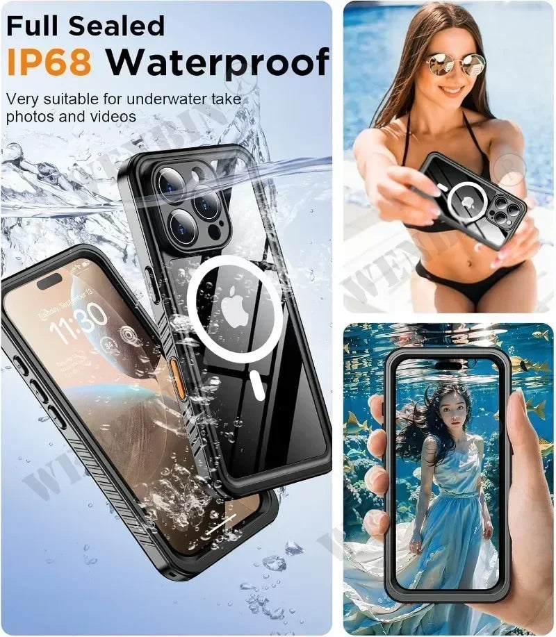 IP68 Waterproof Full Body iPhone Case – Magnetic Magsafe
