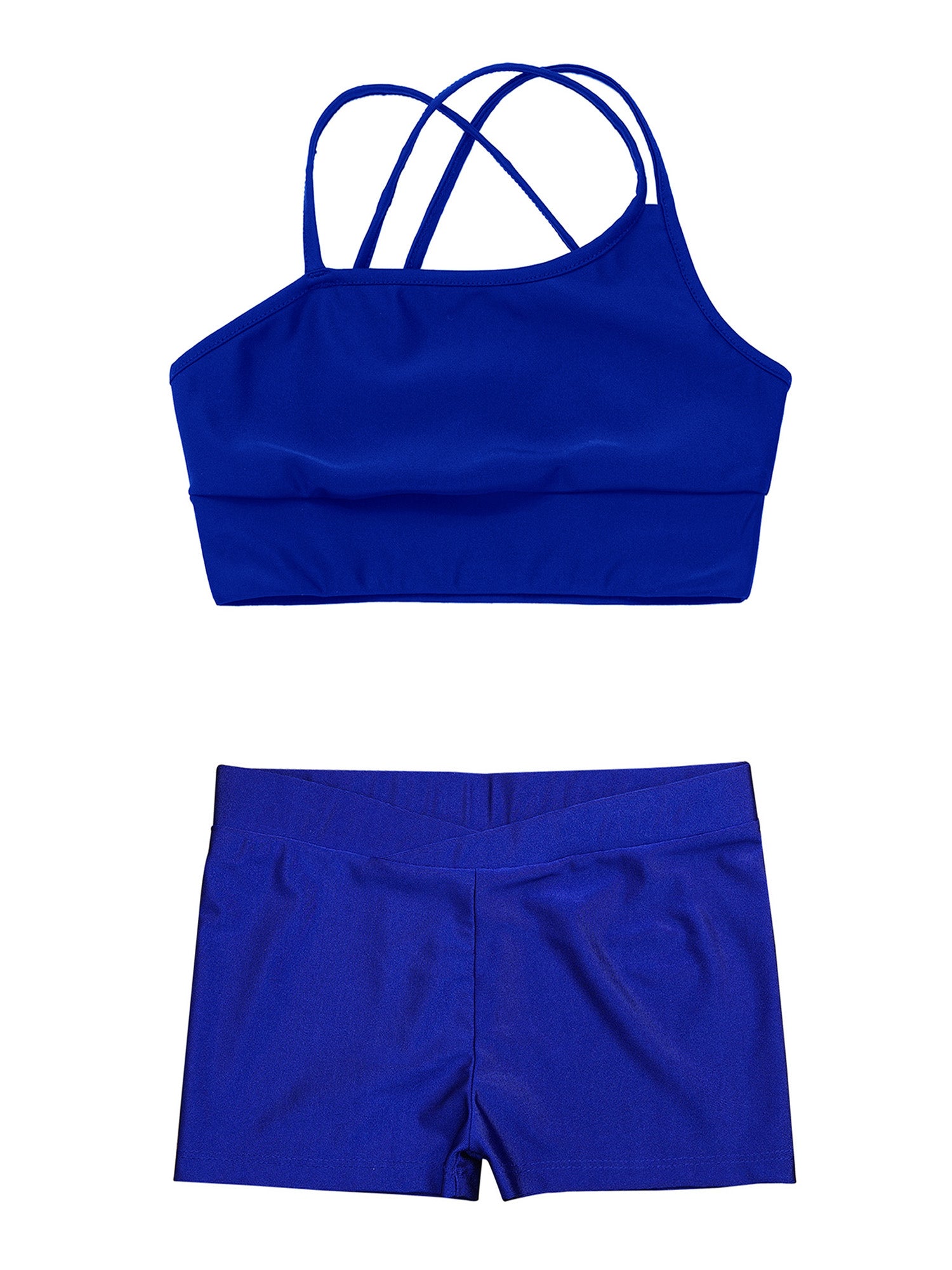 Conjunto de Top Curto e Shorts Esportivo para Meninas - Roupa Esportiva de 2 Peças para Ginástica, Dança e Treino (4-14 anos)