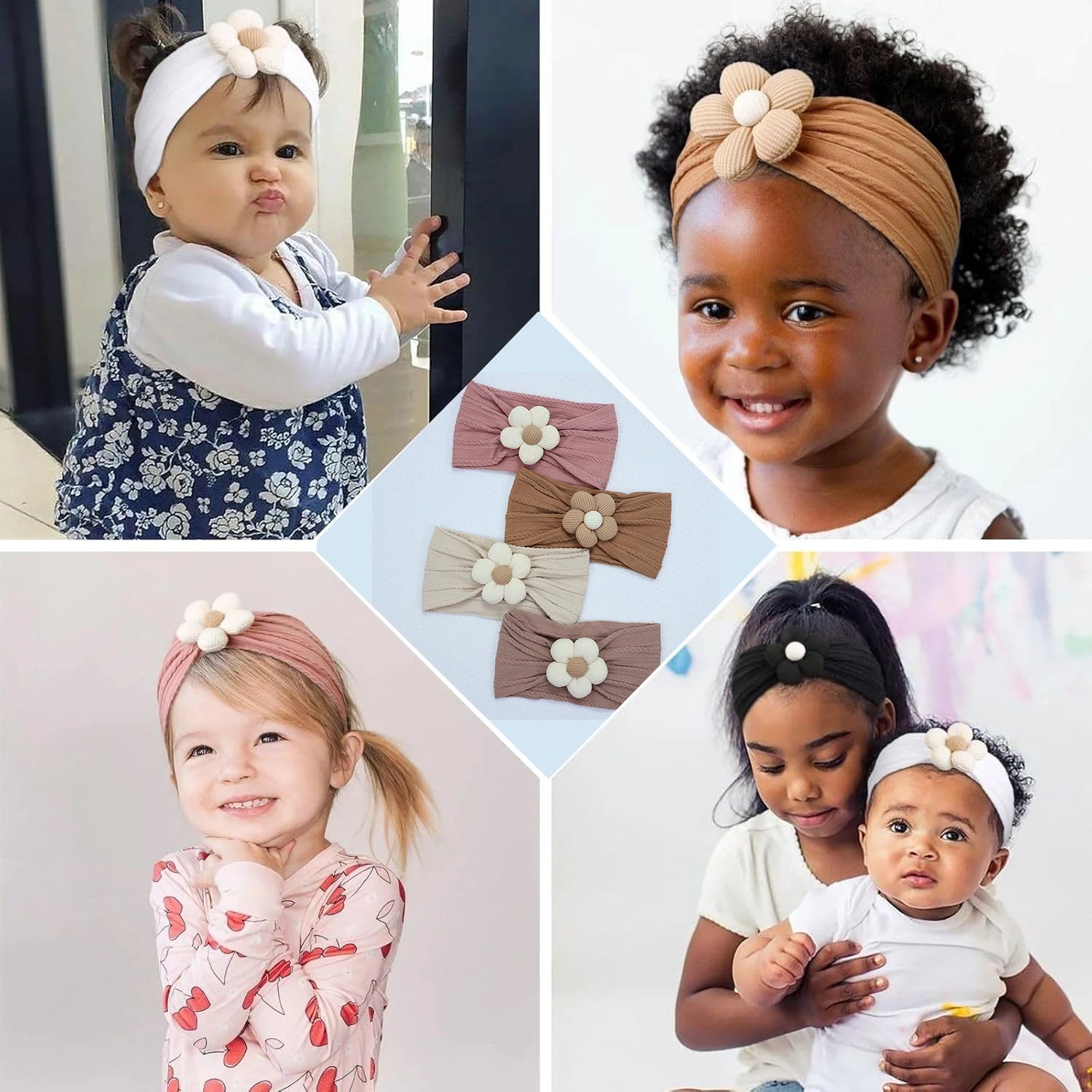 Flower Nylon Girl Hairband – Soft Elastic Baby Headband with Floral Detail