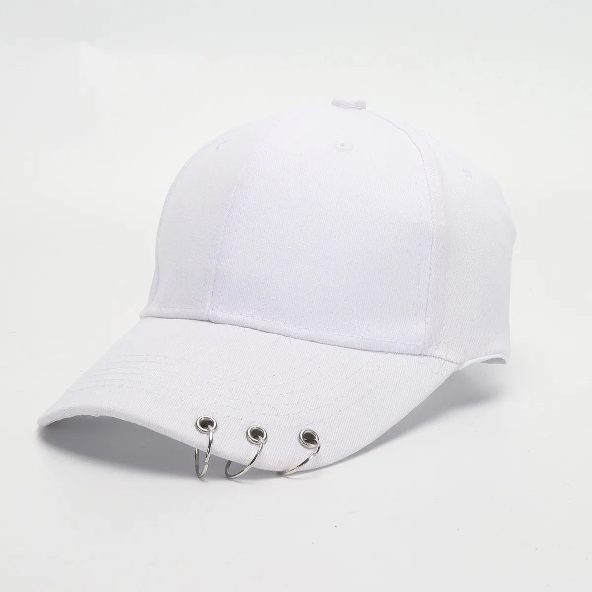 Boné de Beisebol com Anéis - Chapéu Snapback Estilo K-Pop Coreano para Homens e Mulheres