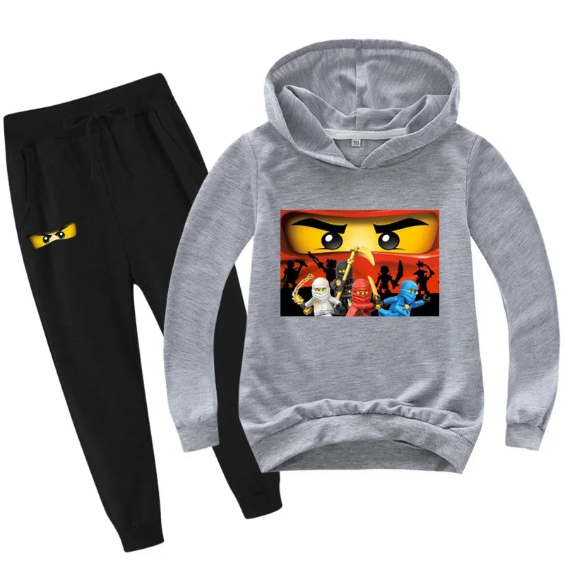 Roupas Infantis Meninos de 2 a 13 Anos Primavera Outono Conjuntos de Roupas Infantis Moletons Calças Conjunto de 2 Peças Agasalho Anime Casaco