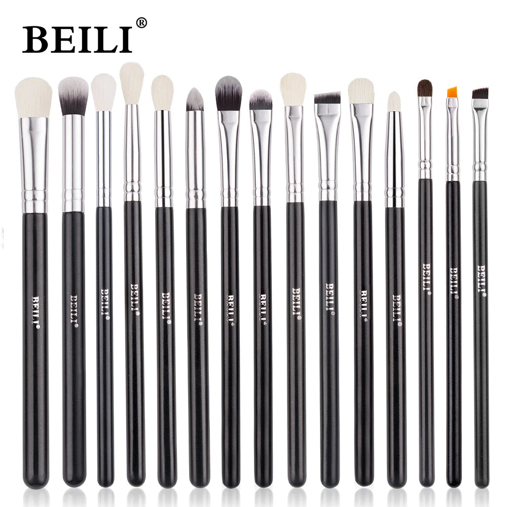 Kit profissional de pincéis para base e sombra para maquiagem.
