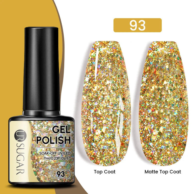 Glitter Gel Nail Polish – Semi-Permanent UV LED Gel with Sparkling Shimmer Finish