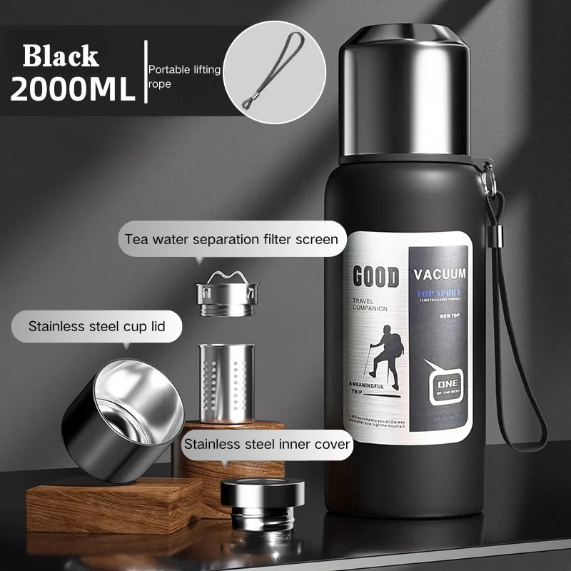 Garrafa Térmica Grande Isolada em Aço Inoxidável - 600ml-2000ml
