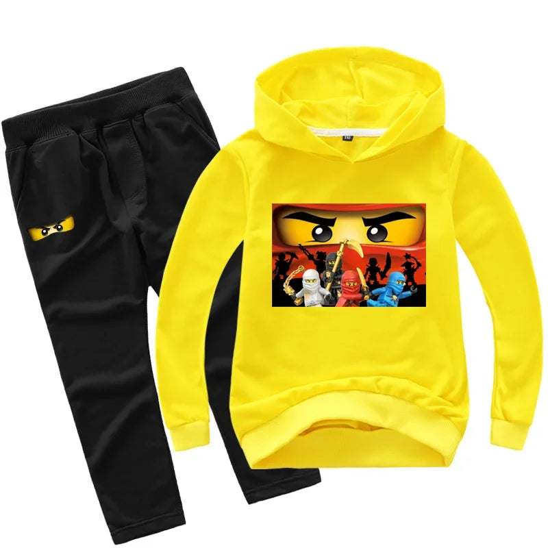 Roupas Infantis Meninos de 2 a 13 Anos Primavera Outono Conjuntos de Roupas Infantis Moletons Calças Conjunto de 2 Peças Agasalho Anime Casaco