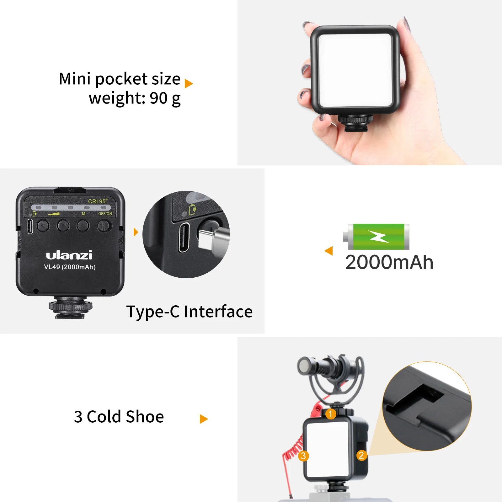 Mini Vlog LED Fill Light – Camera Lighting