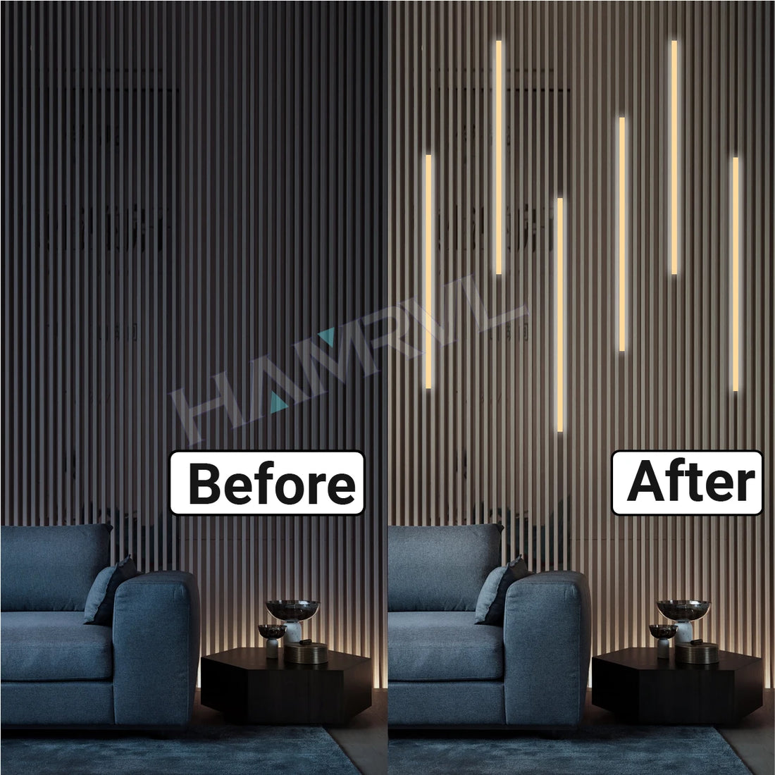 LED Recessed Lighting Strip – Touch Sensor Self-Adhesive for Wood Slat Wall
