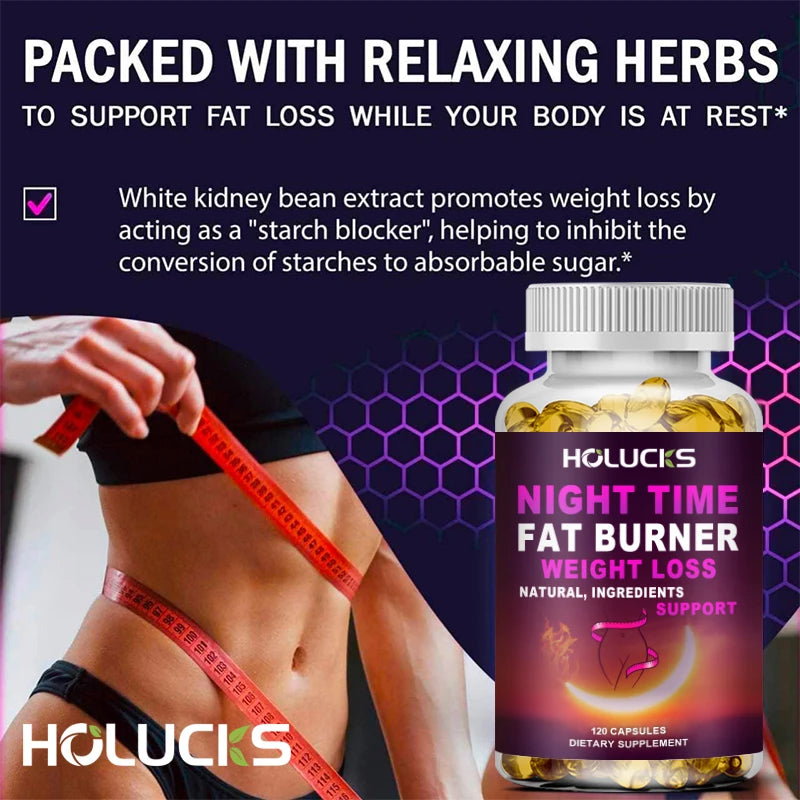 Queimador de Gordura Noturno - Cápsulas Avançadas para Sono e Perda de Peso com Feijão Branco e Garcinia Cambogia