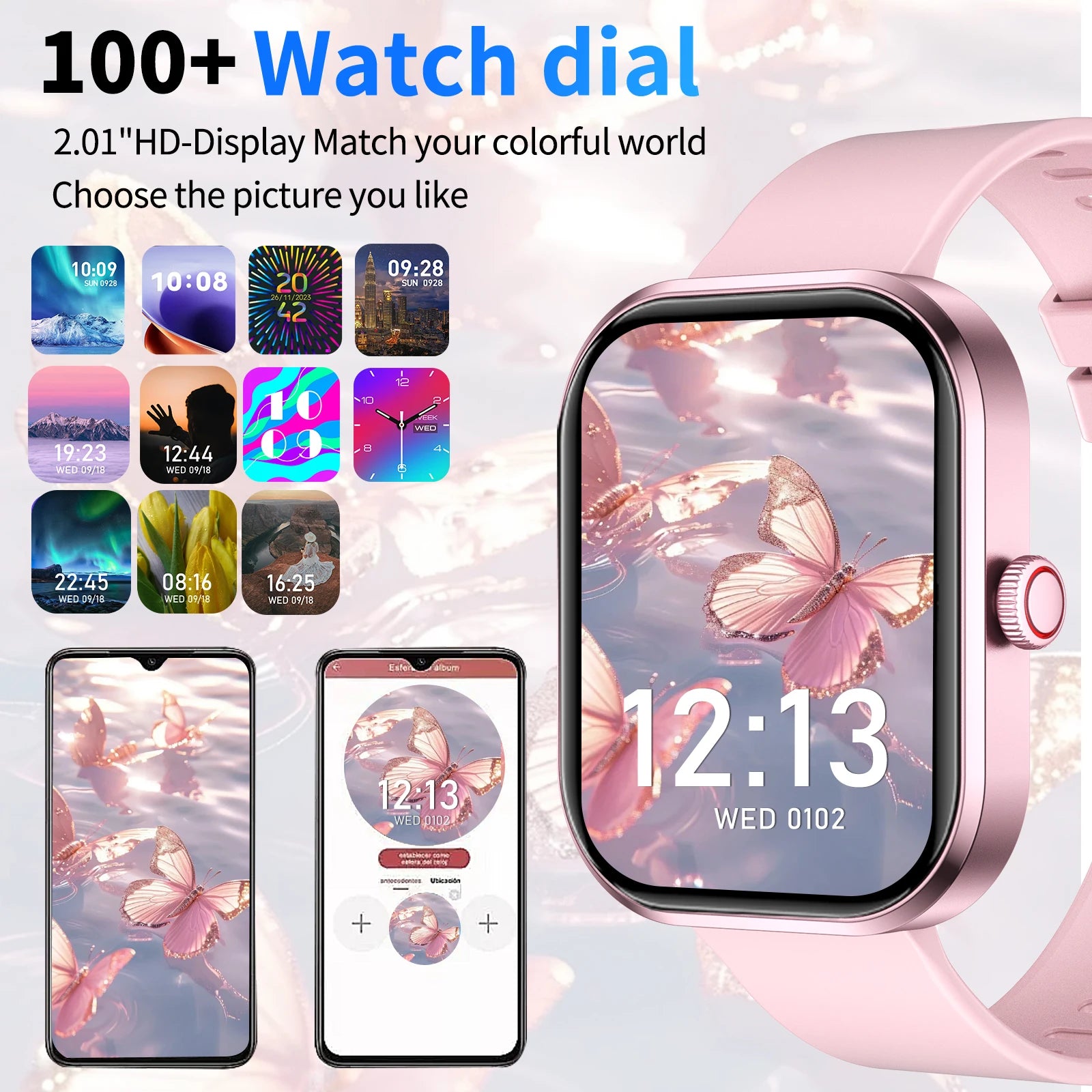 2026 Smart Watch with Wireless Calling, Weather Forecast & Sports Mode, DIY Wallpaper SMS Alerts Silicone Strap for Men Women