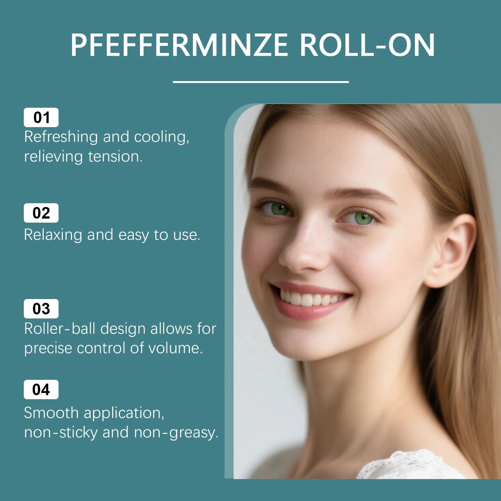 Roll-on de óleo essencial de hortelã-pimenta - Aromaterapia portátil e refrescante para relaxamento e massagem.