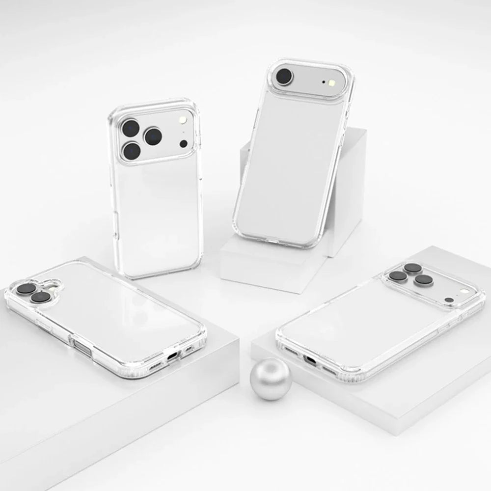 🔥 PROMOÇÃO! Capa Transparente à Prova de Choque para iPhone 17 Pro Max - Capa Híbrida de Cristal