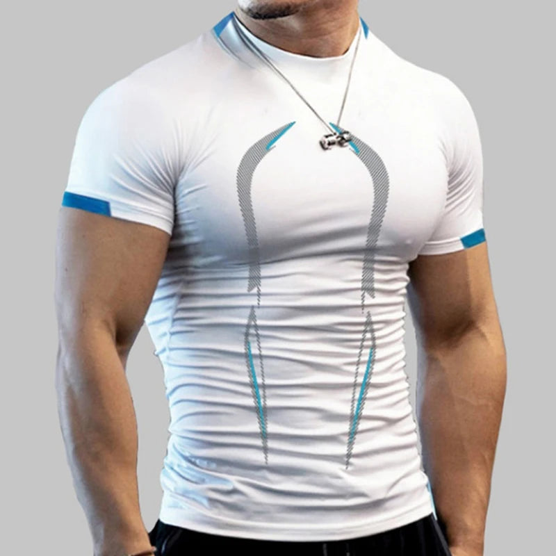 Camiseta de Compressão Masculina - Camisa de Treino de Secagem Rápida (Manga Curta Rash Guard)