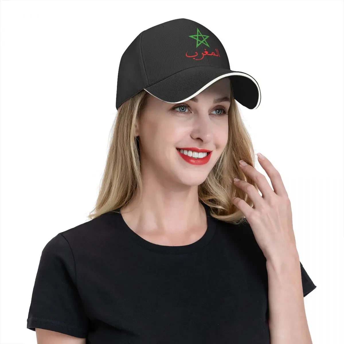 Boné de Beisebol com a Bandeira do Marrocos - Chapéu Corta-Vento Snapback Reino de Marrocos para Homens e Mulheres