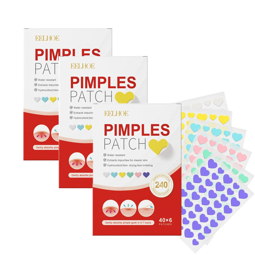 240 adesivos antiacne em formato de coração/estrela/flor/redondo. Hidratantes e eficazes para cobrir espinhas e imperfeições.