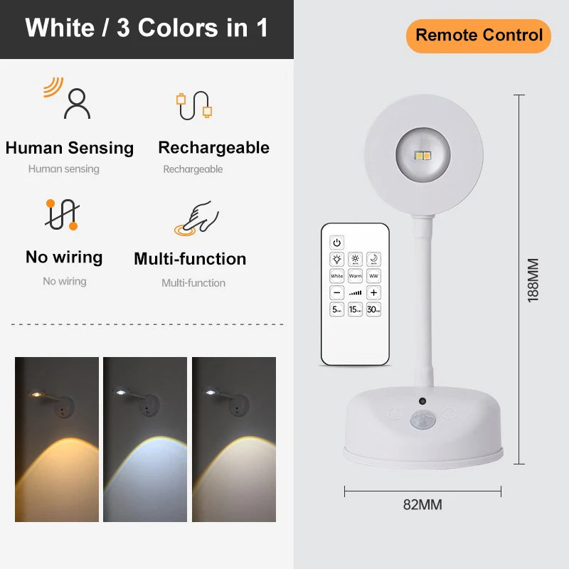 USB Rechargeable Wireless Wall Spotlight – Intelligent Human Sensing LED