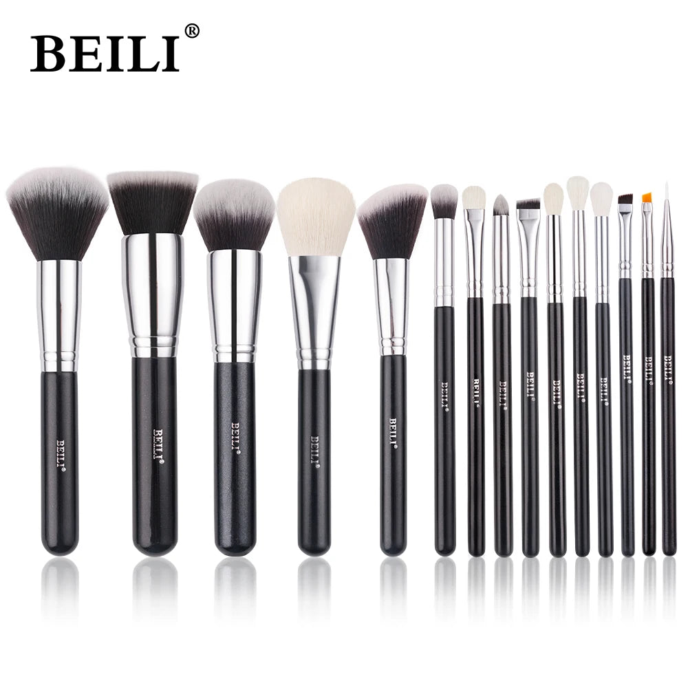 Kit profissional de pincéis para base e sombra para maquiagem.