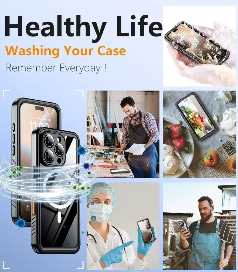 IP68 Waterproof Full Body iPhone Case – Magnetic Magsafe