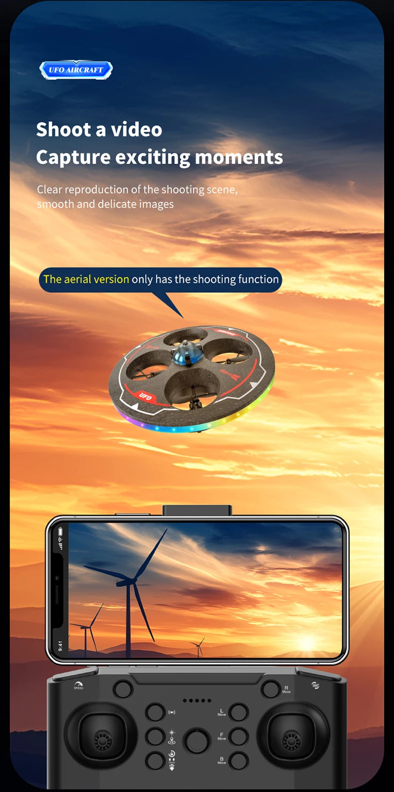 Mini Drone UFO MX85 para Crianças - Desvio Inteligente de Obstáculos, Design Seguro de Espuma (50g)
