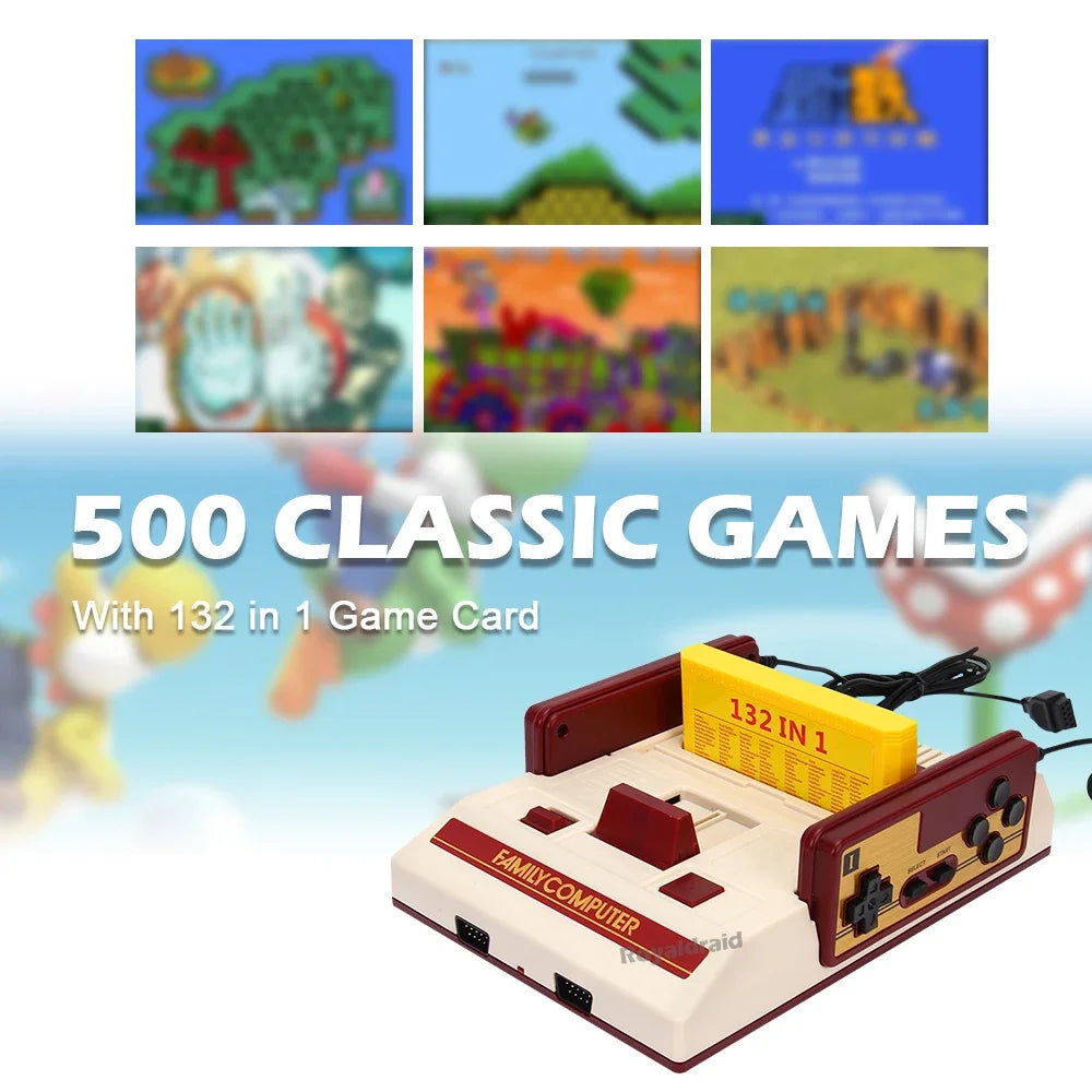 Console de jogos retrô de 8 bits - 500 jogos integrados com suporte para cartuchos
