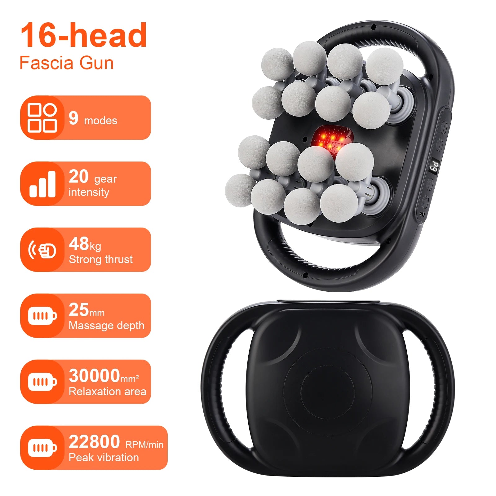 16-Head High-Frequency Fascia Gun for Full Body Massage