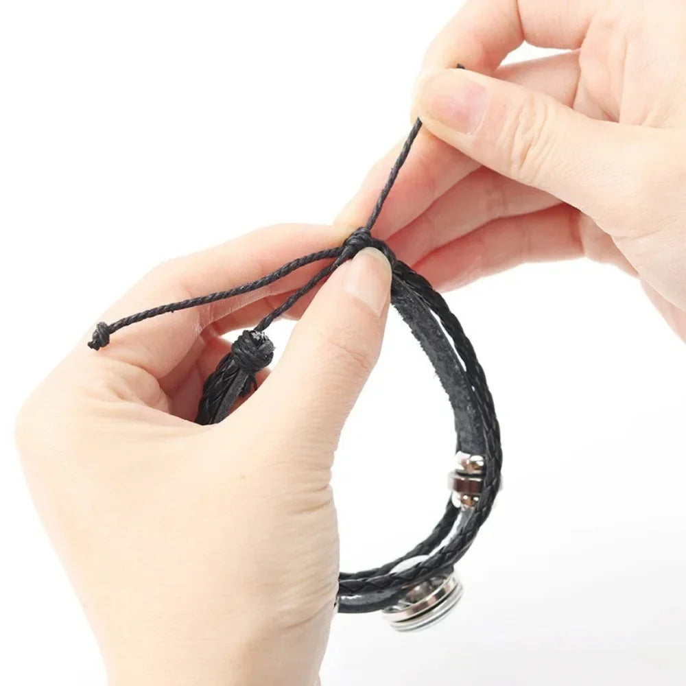 Pulseira ajustável e luminosa do zodíaco - Pulseira espiritual em couro PU que brilha no escuro