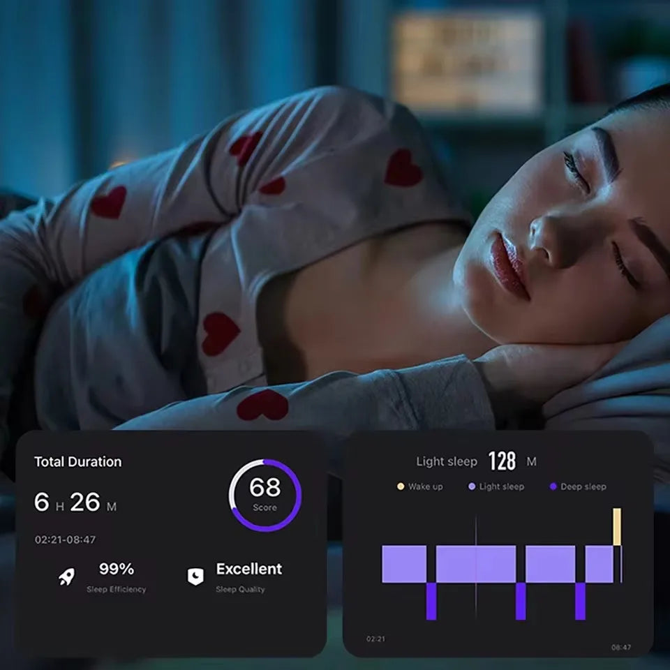 Anel Inteligente R09 para Homens e Mulheres com Estojo de Carregamento, Monitor de Frequência Cardíaca, Oxigenação Sanguínea e Temperatura da Pele, Resistente à Água 5ATM para Android e iOS