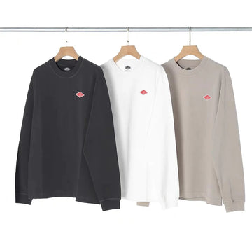 Camiseta de algodão de manga comprida estilo japonês para o outono – Blusa clássica de corte solto