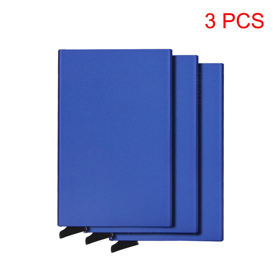 Carteira inteligente RFID, porta-cartões, fina e elegante, em metal, para homens e mulheres. Carteira minimalista com abertura automática, pequena e preta.