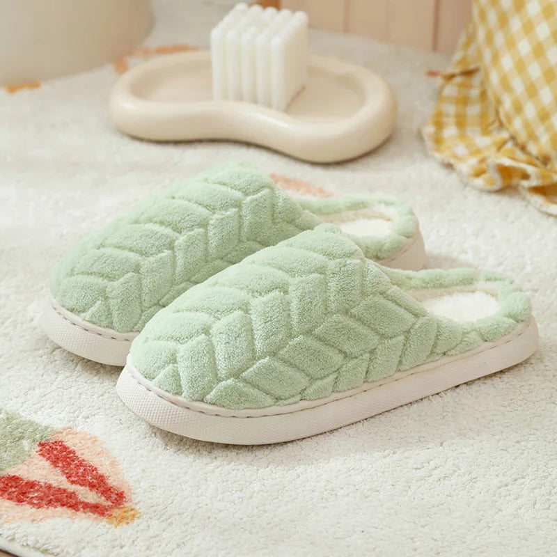 Pantufas de inverno quentinhas e macias - Pantufas antiderrapantes para casais, ideais para uso interno, com sola grossa e bico fechado.